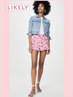 Likely High Rise Stevie Shorts Sz 8 Pink Ruffle Boho